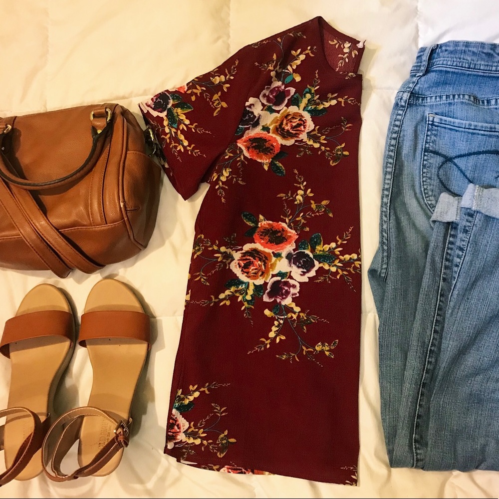 Burgundy Light Floral Blouse
